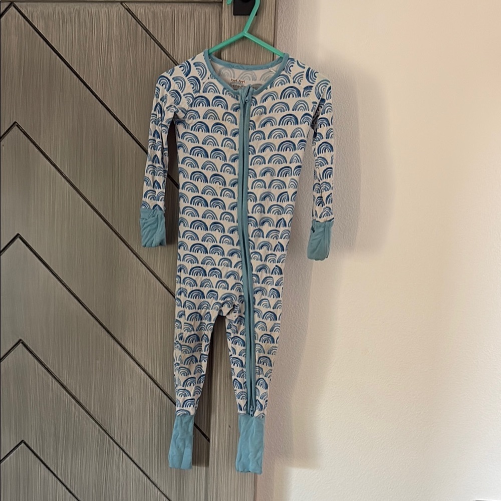 Little Sleepies Blue and White Rainbow Footie